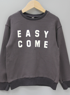 安系列130-150冬品牌童装折扣/童休闲长袖圆领卫衣T恤18808深灰