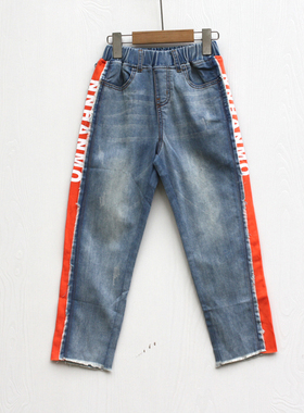 L妞系列140春装Ⅱ 品牌童装折扣/童纯棉牛仔休闲长裤22141蓝