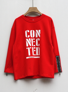 L妞系列140春秋装Ⅱ 品牌童装折扣/童套头休闲卫衣23437红