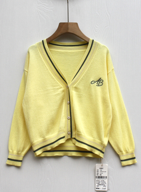 欧系列100春装 品牌童装折扣/儿童毛衣开衫休闲外套61409黄