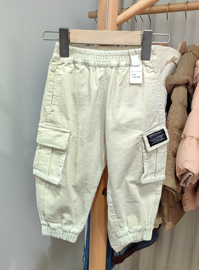 J-Y家80-100春秋 品牌童装折扣/儿童休闲梭织长裤38208杏