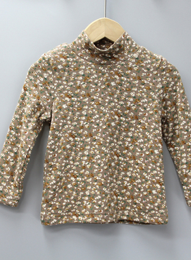 安系列80秋冬 品牌童装折扣/小童舒适加绒打底上衣17087咖