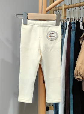 G安系列90-130秋冬 品牌童装折扣/儿童休闲加厚打底长裤23109奶白