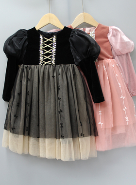 Y安系列90/100春秋装 品牌童装折扣/女童纯棉纱纱漂亮裙30792二