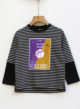 EI系列105/110春秋装 品牌童装折扣/童纯棉打底长袖T恤62074黑白