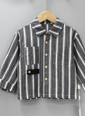 S姜xiao牙80-120春秋 品牌童装折扣/儿童纯棉长袖衬衣衫衫04820黑