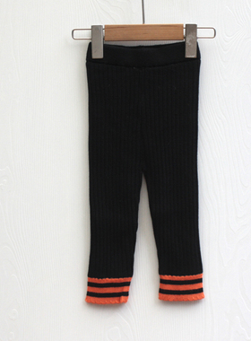 T城系列80-110春秋秀 品牌童装折扣/儿童加绒打底中厚长裤44818黑