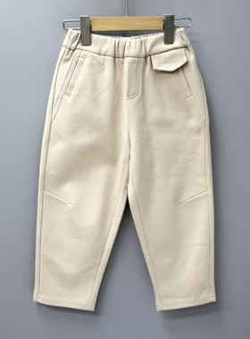 柏系列110-140春秋 品牌童装折扣/童休闲梭织简约长裤13098杏