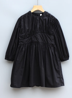 T吾系列110春Ⅱ品牌童装折扣/女童纯棉长袖连衣裙08199黑