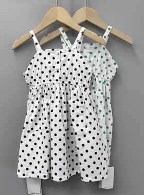 托TL家80-120夏装 品牌童装折扣/儿童纯棉波点吊带裙77320二色