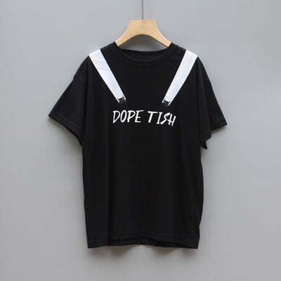 福利J欧系列120/130夏品牌童装折扣/儿童纯棉圆领短袖T恤68005黑