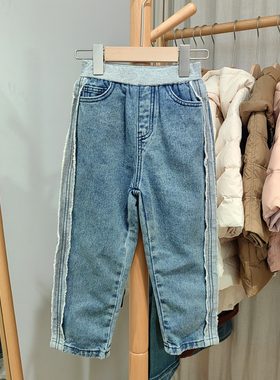 J-Y家110/120春秋 品牌童装折扣/儿童休闲双层牛仔长裤57015蓝
