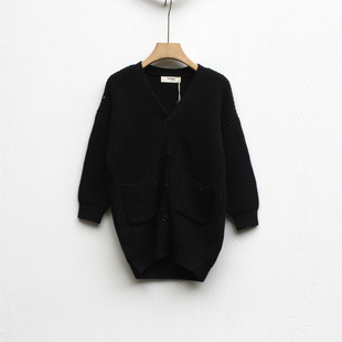 儿童休闲开衫 折扣 厚毛衣外套K308黑 品牌童装 S拉系列110冬装