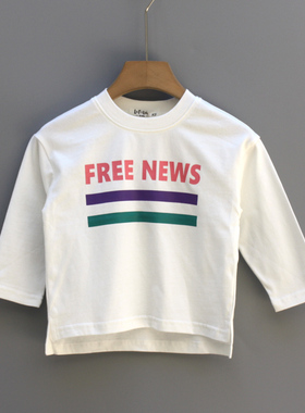 L啦系列80-100春秋装 品牌折扣童装/儿童纯棉长袖休闲T恤58606白