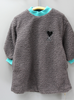 Y榛guo酱100秋冬品牌童装折扣/童加绒毛毛长袖连衣裙22112灰