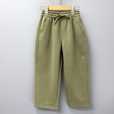 G法yu家110-160秋冬 品牌折扣童装/大童直筒加绒针织长裤83792绿