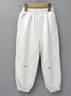 GG-GS家110/120秋品牌折扣童装/童单层针织中厚运动长裤90095白灰