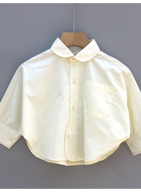 T吾系列80春Ⅱ品牌童装折扣/儿童纯棉长袖衬衣衬衫03339黄