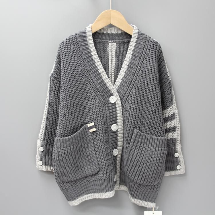 G法yu家130秋冬品牌童装折扣/中大童休闲开衫针织毛衣88657灰