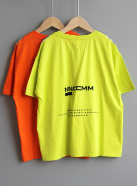 厘系列130-160夏装 品牌童装折扣/儿童纯棉短袖T恤休闲29009桔绿