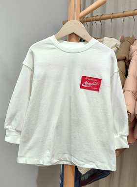 J-Y家105/110春秋 品牌童装折扣/儿童休闲长袖圆领T恤39068白