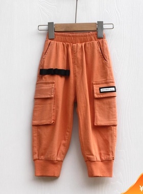 T欧系列90/110春秋 品牌童装折扣/儿童纯棉休闲运动长裤33666桔