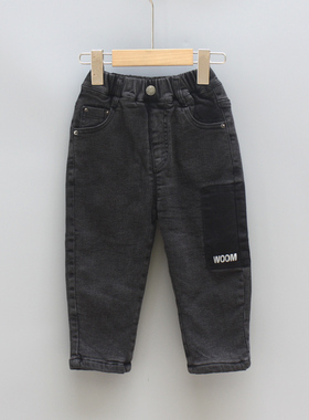 TS吾系列80/120冬装 品牌童装折扣/儿童加绒牛仔厚款长裤02356黑