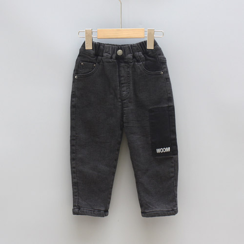 TS吾系列80/120冬装 品牌童装折扣/儿童加绒牛仔厚款长裤02356黑