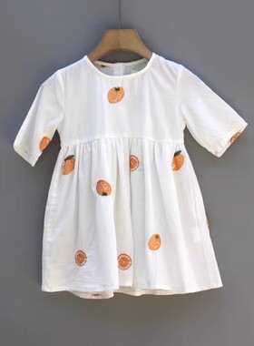 福利J安系列80-100夏装 品牌童装折扣/女童棉里柔软连衣裙31338桔