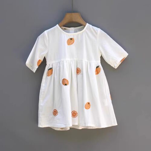 福利J安系列80-100夏装 品牌童装折扣/女童棉里柔软连衣裙31338桔