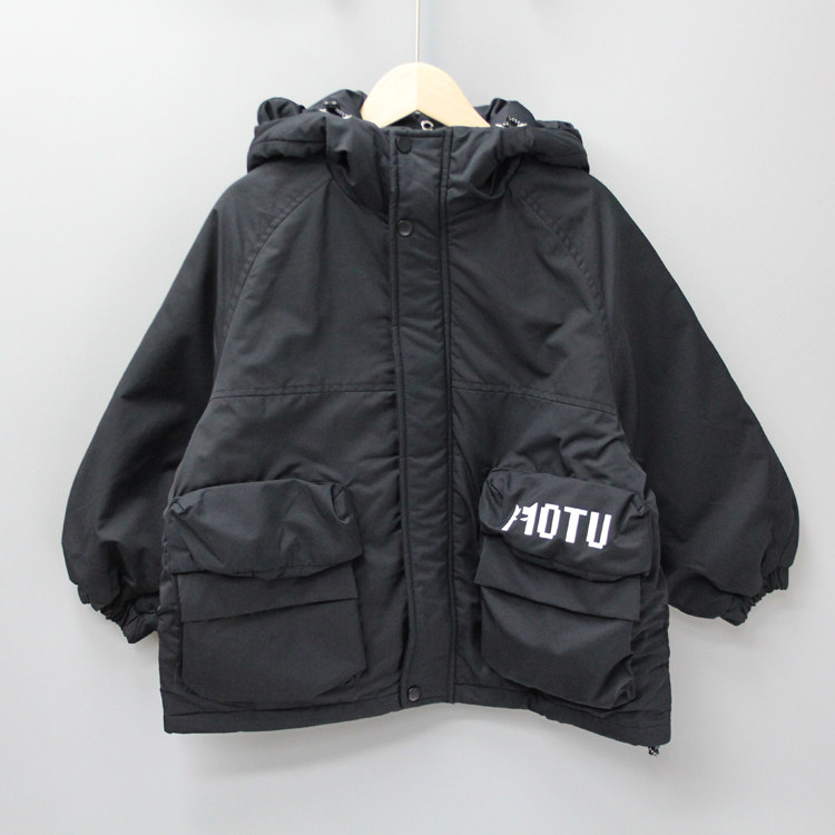 GD加jian家120冬品牌童装折扣/大童夹棉软风衣开衫外套66028黑
