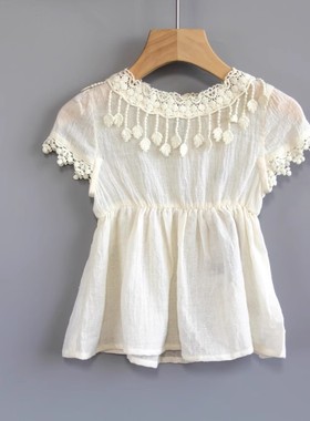 福利T拉系列100/110夏品牌童装折扣/女童短袖淑女纯棉短袖13365杏