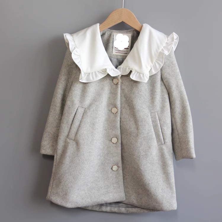 V安系列120-160秋冬 品牌童装折扣/儿童休闲夹棉呢大衣11639灰*