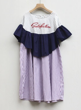 福利S柏系列120-150夏品牌童装折扣童短袖纯棉连衣裙72761白/蓝