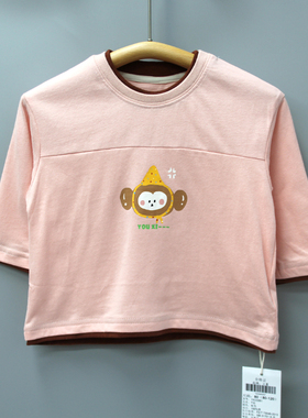KY-又xi家80-120春秋 品牌童装折扣/休闲纯棉长袖上衣T恤23351粉