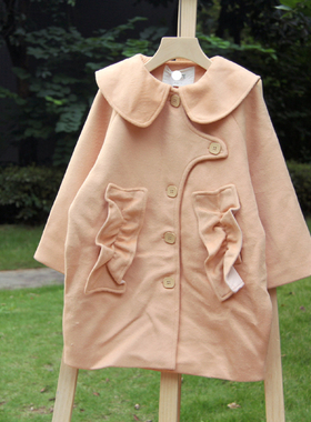 S吾系列110/130冬装 品牌童装折扣/童中厚呢大衣外套文艺00855桔