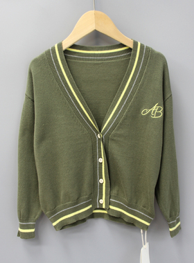 TG欧系列100-150春装 品牌童装折扣/儿童毛衣开衫休闲外套61409绿