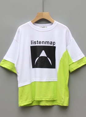 福利J么系列130/140夏品牌童装折扣儿童纯棉休闲短袖T恤39455白绿