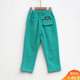 纯棉针织休闲长裤 L妞系列130 折扣 170春秋装 25172兰绿 品牌童装