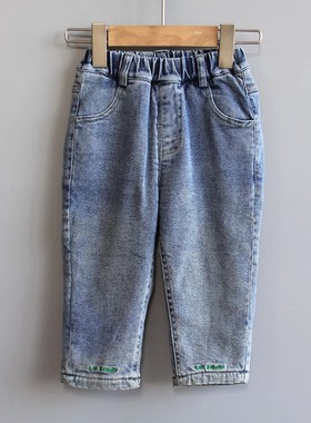 JY安系列80-120秋冬 童装品牌折扣/儿童牛仔休闲加绒长裤23262蓝