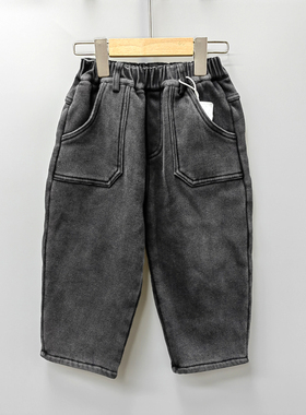 Y吾系列120冬 品牌折扣童装/儿童宽松加绒厚休闲长裤05291黑