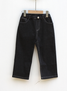 N品.换标100-130秋装 品牌童装折扣/儿童纯棉休闲牛仔长裤535黑
