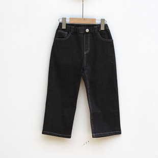 N品.换标100-130秋装 品牌童装折扣/儿童纯棉休闲牛仔长裤535黑