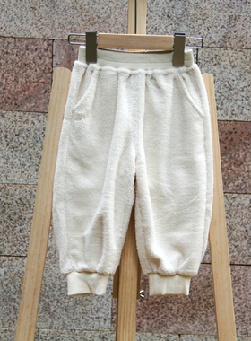 SH吾系列80冬装 品牌童装折扣/中厚摇粒绒休闲长裤01576奶白