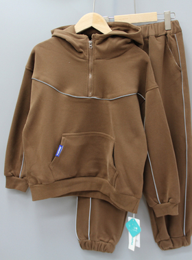 Y淘tao家140春秋 品牌童装折扣/开衫外套+运动长裤套装808咖