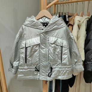 折扣 品牌童装 160秋冬装 童中厚棉衣棉袄外套17329银 M家105