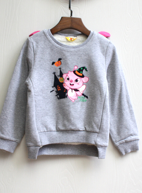 特系列80-110冬装 品牌童装折扣撤柜/儿童加绒加厚卫衣50277花灰