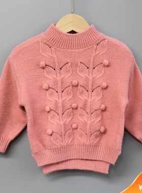 T芙系列80-120秋冬Ⅱ品牌童装折扣/儿童休闲套头中厚毛衣71065粉