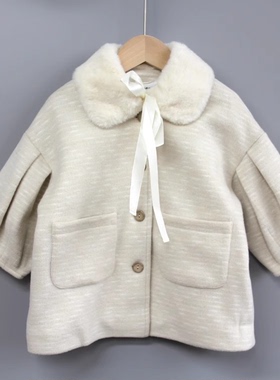 T吾系列80冬装 品牌折扣童装/儿童夹棉中厚开衫外套01633白