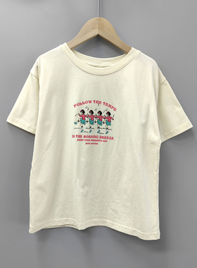 托TL家120夏装 品牌童装折扣/儿童纯棉上衣短袖T恤77121杏